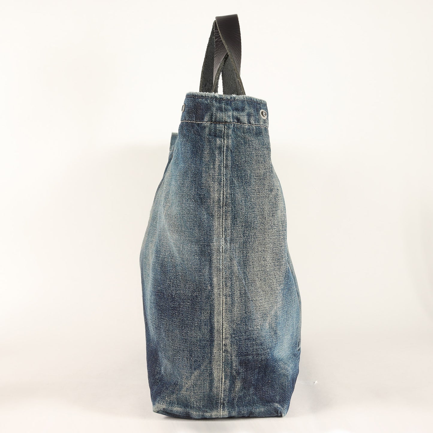 レザーハンドル ヴィンテージ加工 デニム トートバッグ
