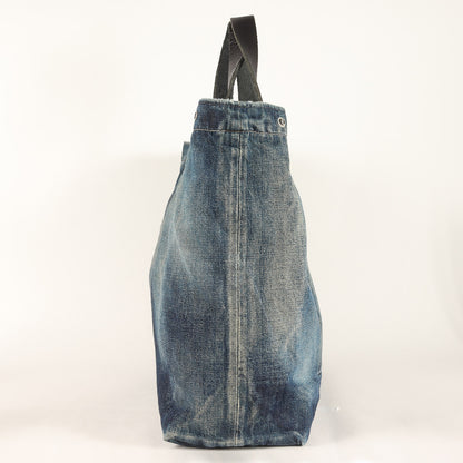 レザーハンドル ヴィンテージ加工 デニム トートバッグ