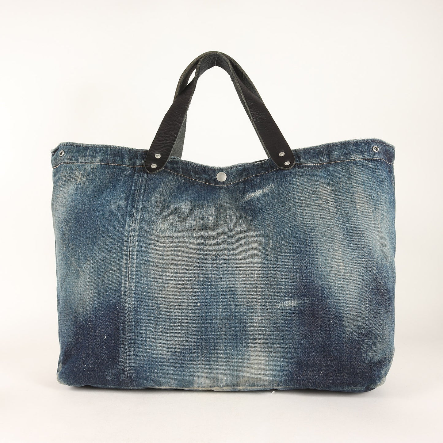 レザーハンドル ヴィンテージ加工 デニム トートバッグ