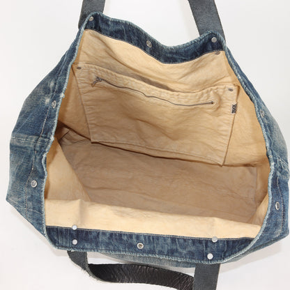 レザーハンドル ヴィンテージ加工 デニム トートバッグ