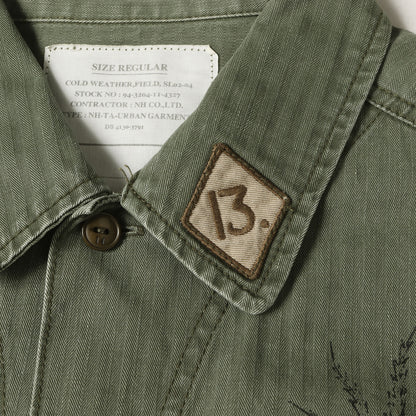 落書きグラフィック ヘリンボーン ミリタリーシャツ(PEACE 69 / C-SHIRT. LS)