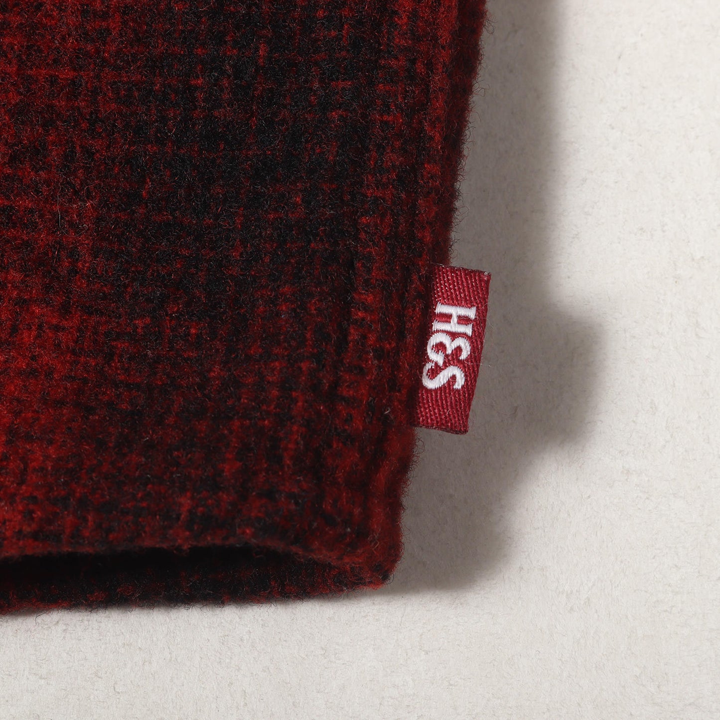 チェーン刺繍ロゴ オンブレチェック オープンカラー ウールシャツ