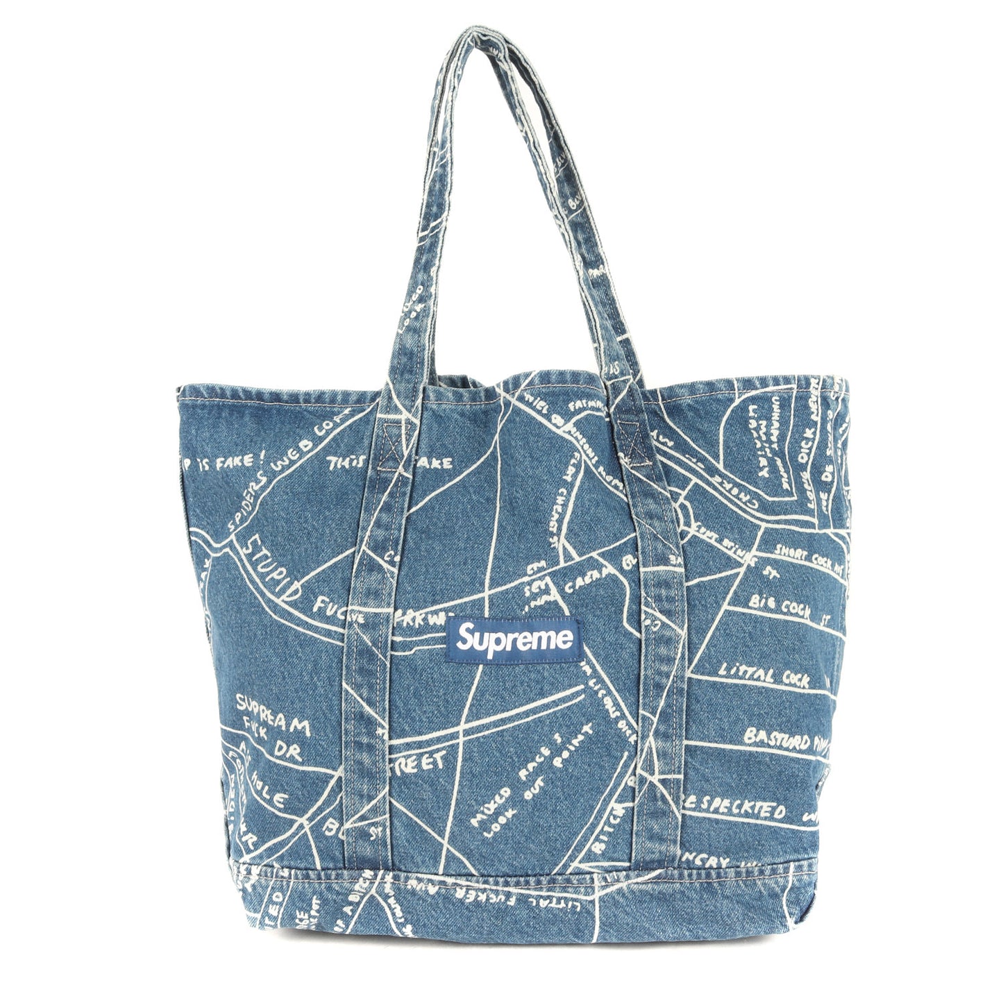ゴンズマップ柄 デニム トートバッグ(Gonz Map Denim Tote)