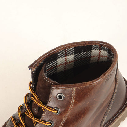 チェックライニング レザー モカシンブーツ