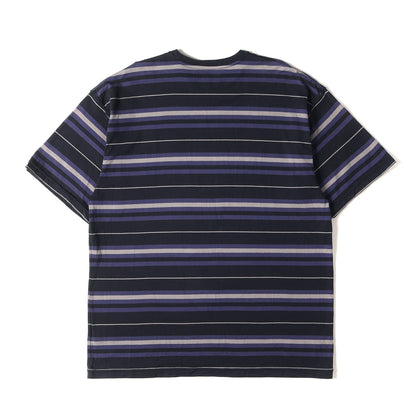 23SS ロゴ刺繍 ボーダー クルーネック Tシャツ(BDY 02 / SS / COTTON. TEXTILE. SIGN)
