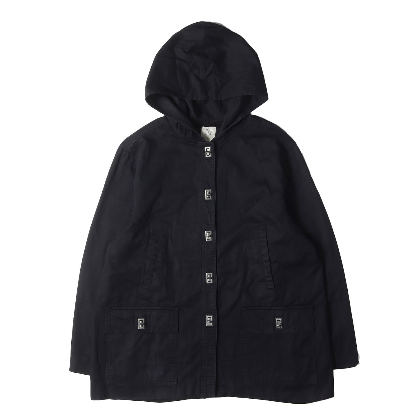 [人気 OLD GAP] 90s 金具ボタン コットンツイル フーデッド ハーフ コート
