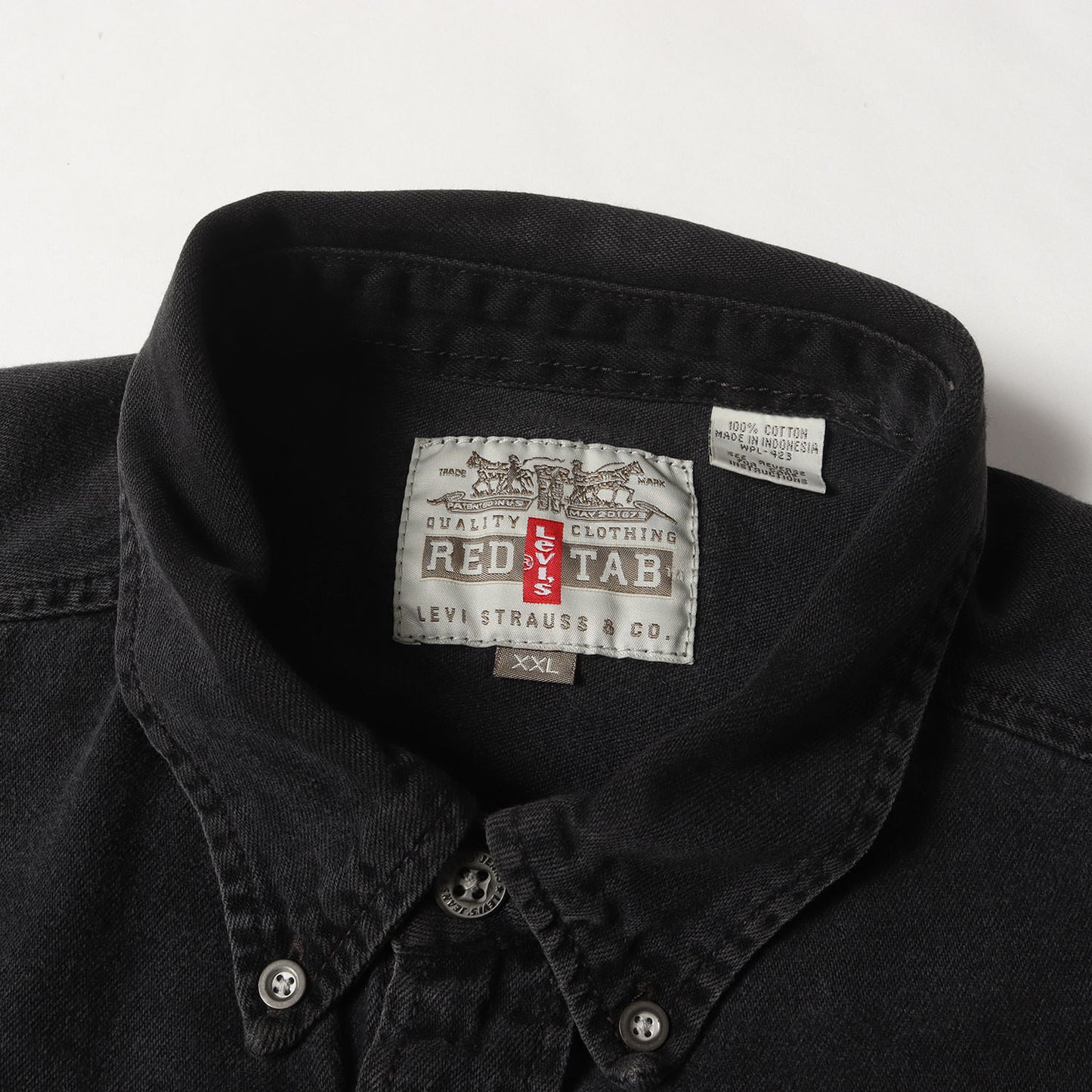 [人気モデル RED TAB] 90s ブラック デニム メタルボタン BD シャツ 60517-1361