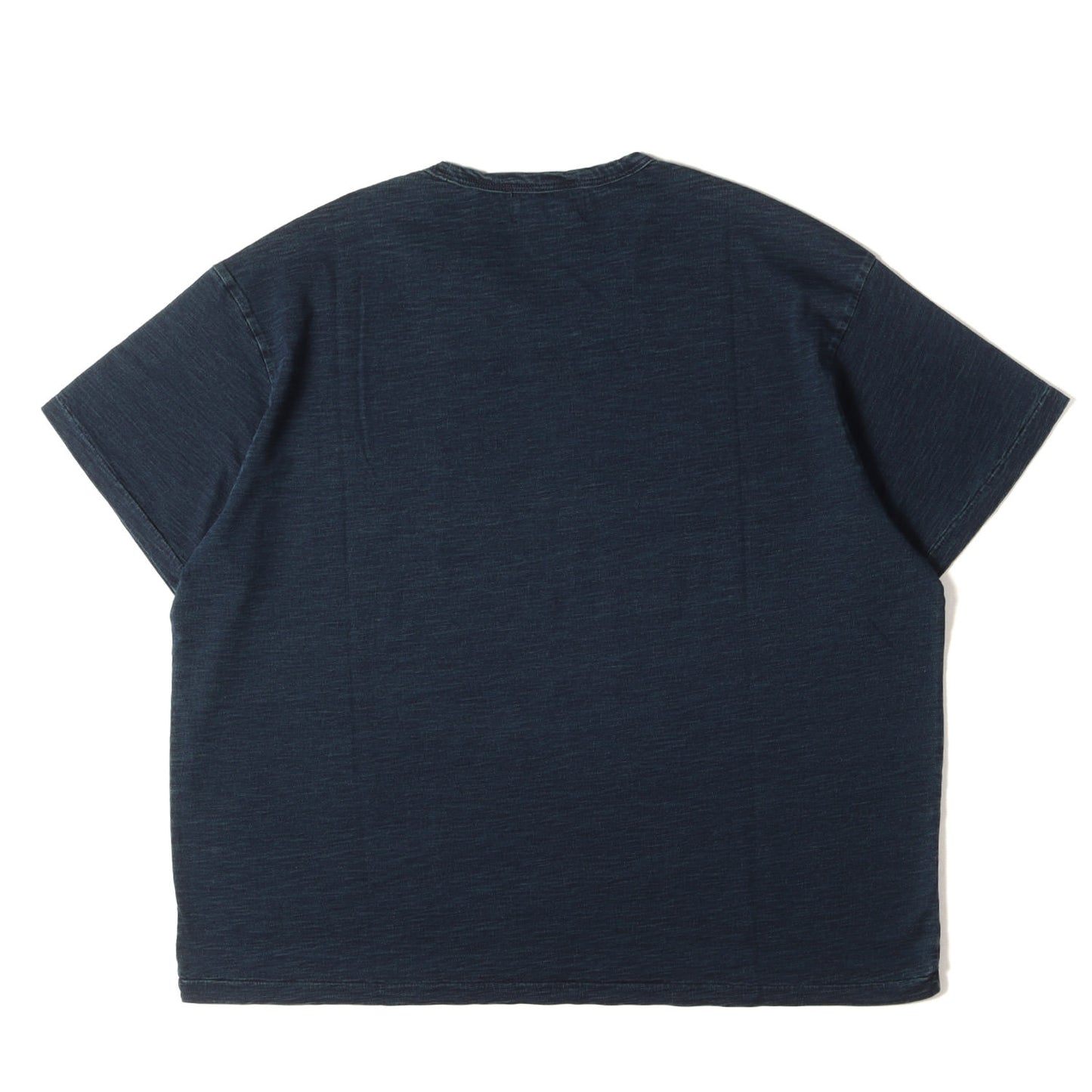 [近年モデル] ヴィンテージ加工 ポケット付き インディゴ染め 無地 クルーネック Tシャツ