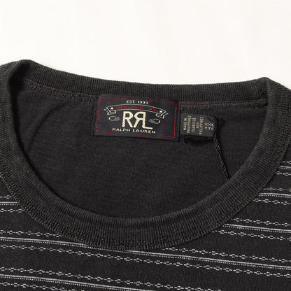 [近年モデル] ヴィンテージ加工 ボーダープリント クルーネック Tシャツ