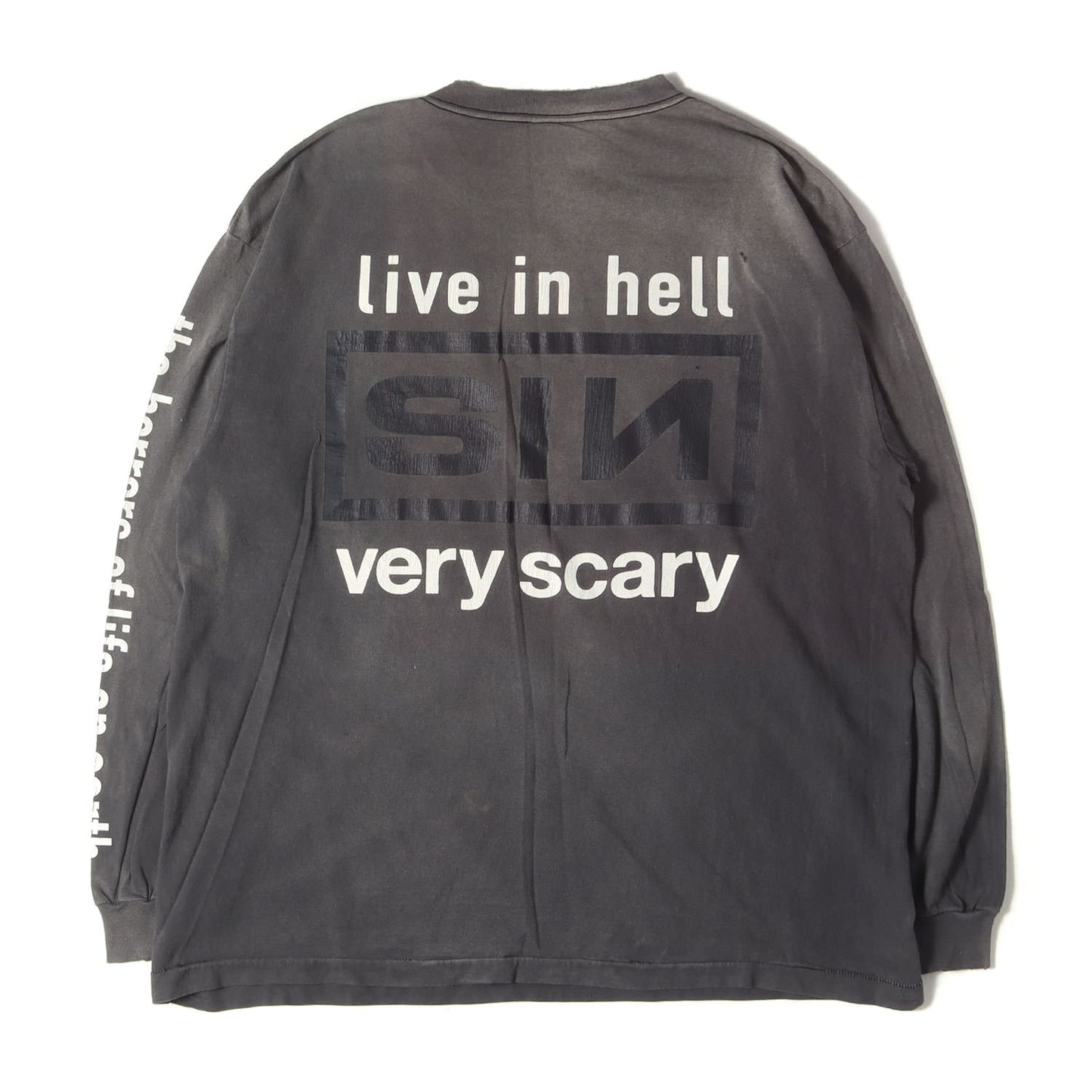 22AW ナイン・インチ・ネイルズロゴ ヴィンテージ加工 ロングスリーブ Tシャツ(SIN LS TEE)