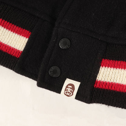 ×STUSSY 猿顔&SSリンク 袖レザー メルトン スタジャン