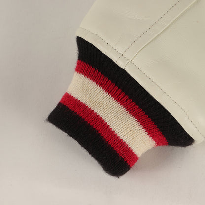 ×STUSSY 猿顔&SSリンク 袖レザー メルトン スタジャン