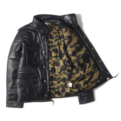 シープスキンレザー 裏地1stカモ M-65 ダウンジャケット