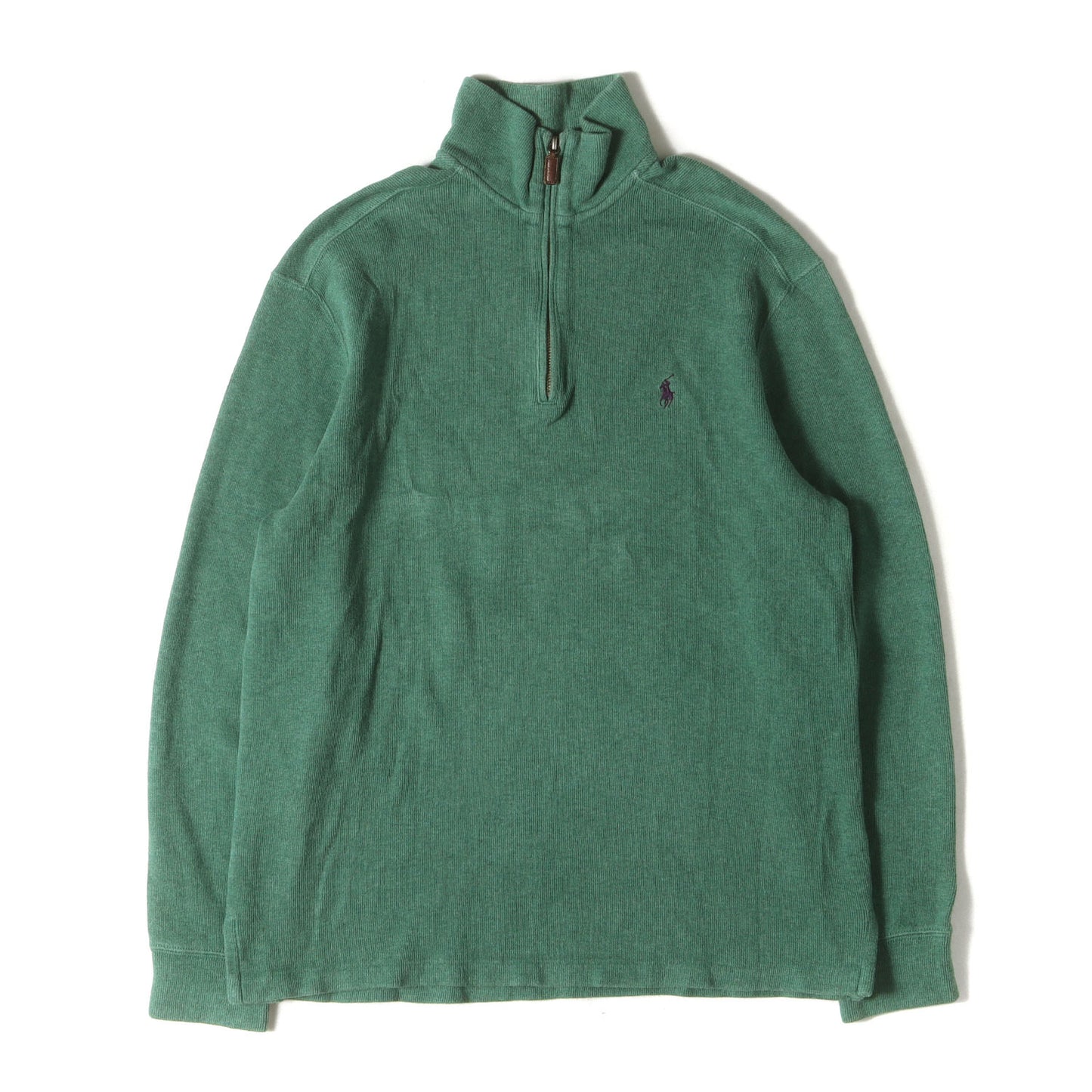 00s ポニー刺繍 ハーフジップ リブ スウェットシャツ