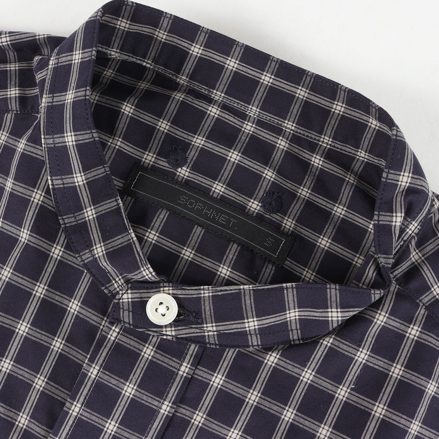 23AW バンドカラー チェック コットンブロード シャツ