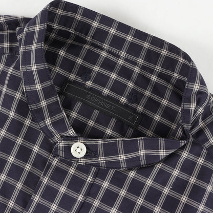 23AW バンドカラー チェック コットンブロード シャツ
