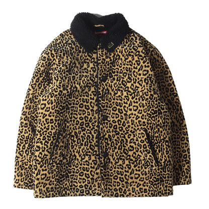 24AW ×Kindermann レオパード柄 モールスキン ボア カーコート(Uncut Corduroy Car Coat)