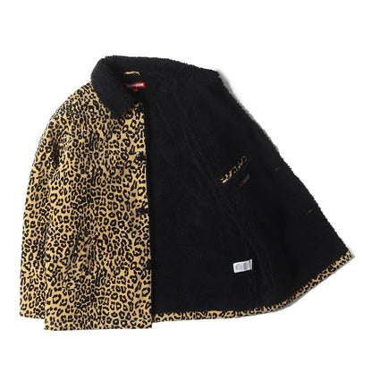 24AW ×Kindermann レオパード柄 モールスキン ボア カーコート(Uncut Corduroy Car Coat)