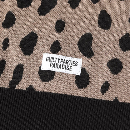 24SS レオパード柄 ジャガード ニット ポロシャツ(LEOPARD KNIT POLO SHIRT)