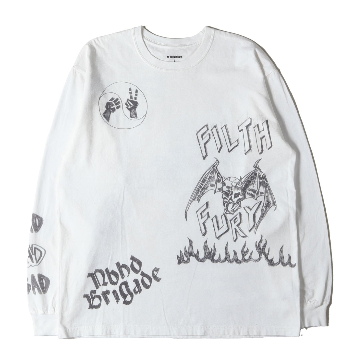 23AW 落書きグラフィック ロングスリーブ Tシャツ(NH . TEE LS-17)