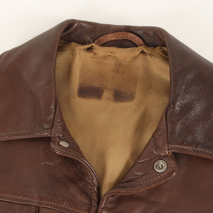 70s デザインボタン カウレザー トラッカージャケット / USA製 Leathercraft Process of America