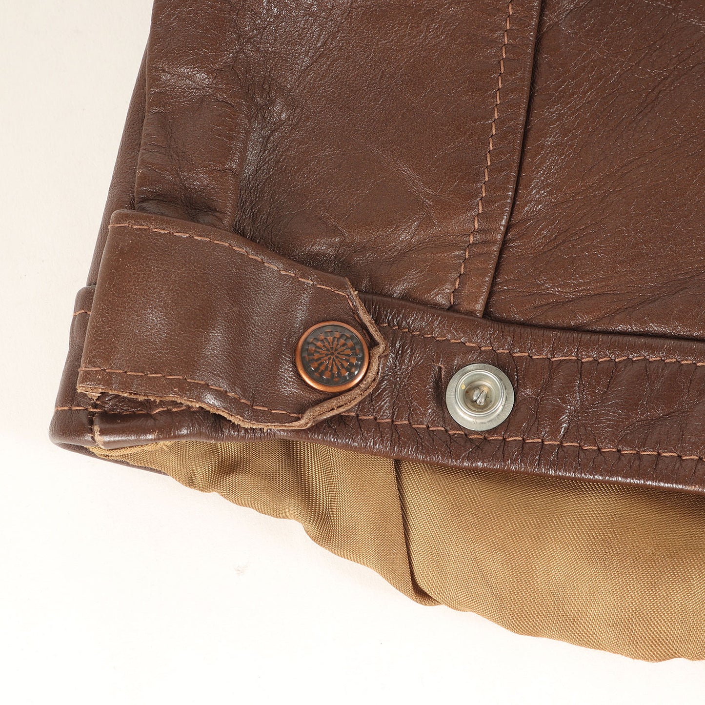 70s デザインボタン カウレザー トラッカージャケット / USA製 Leathercraft Process of America