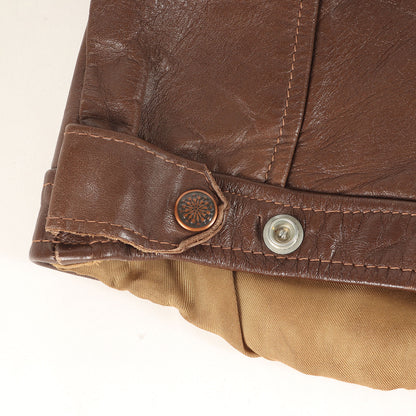 70s デザインボタン カウレザー トラッカージャケット / USA製 Leathercraft Process of America