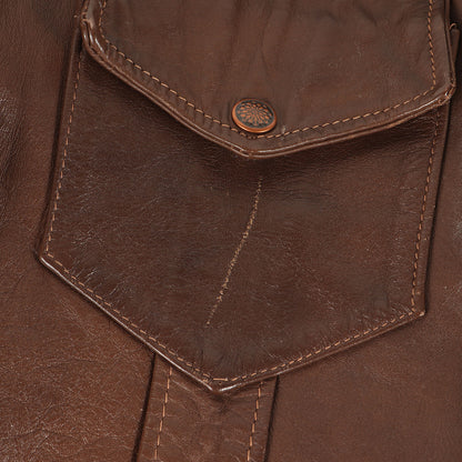 70s デザインボタン カウレザー トラッカージャケット / USA製 Leathercraft Process of America