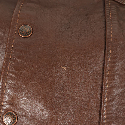 70s デザインボタン カウレザー トラッカージャケット / USA製 Leathercraft Process of America