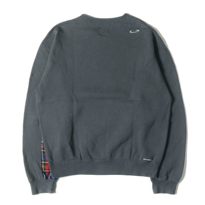 20AW 袖チェック切替し ワイド スウェット(SLEEVE PANELED WIDE CREWNECK SWEAT)