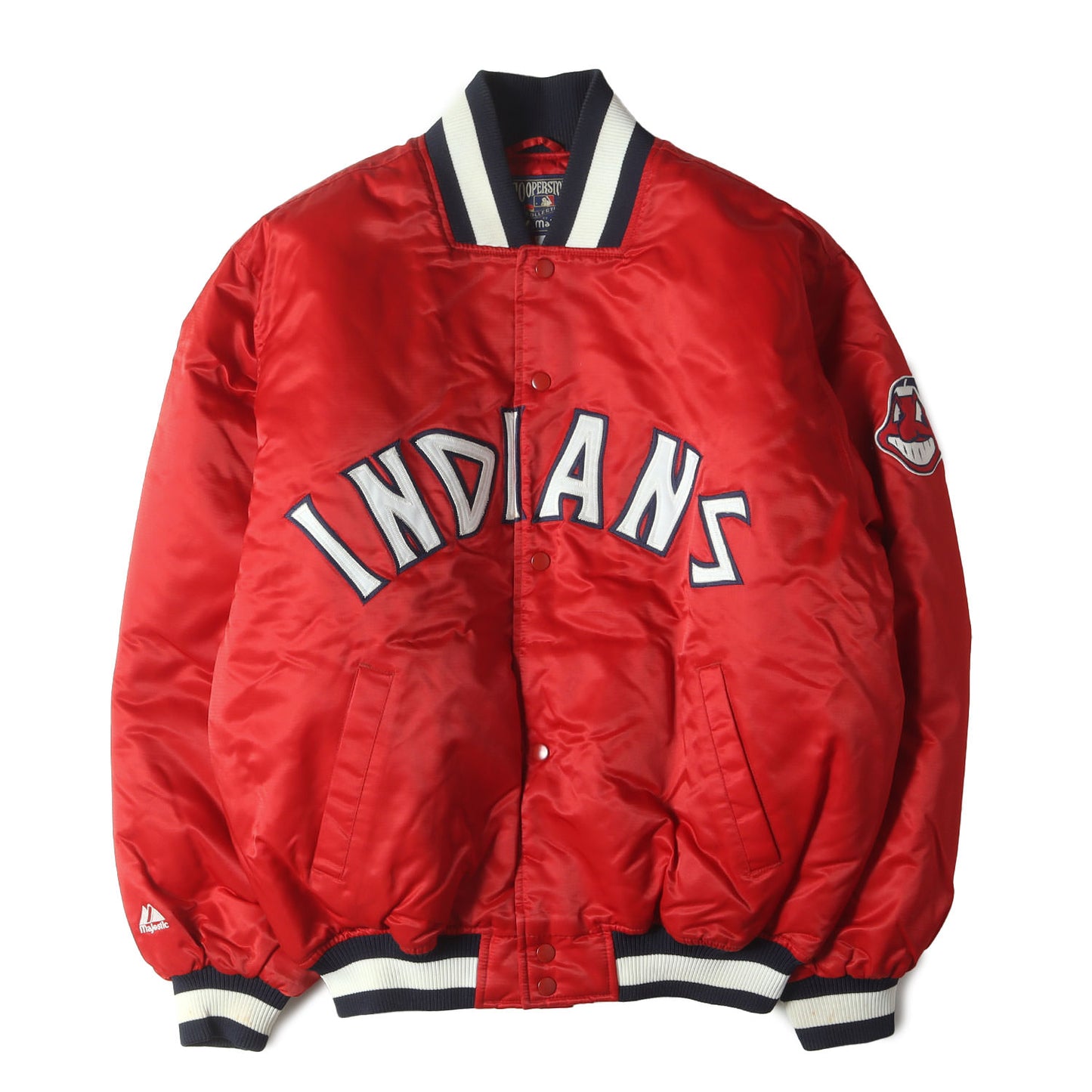 90s MLB クリーブランド・インディアンス ナイロンサテン スタジャン / COOPERSTOWN by Majestic