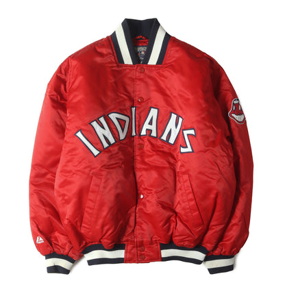 90s MLB クリーブランド・インディアンス ナイロンサテン スタジャン / COOPERSTOWN by Majestic
