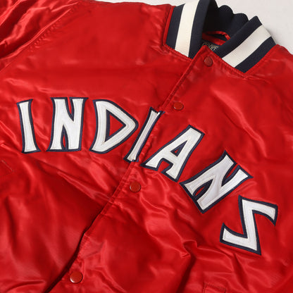 90s MLB クリーブランド・インディアンス ナイロンサテン スタジャン / COOPERSTOWN by Majestic