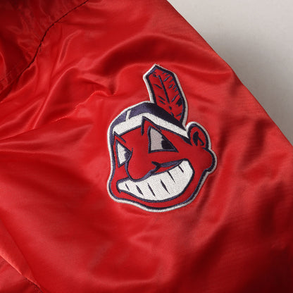 90s MLB クリーブランド・インディアンス ナイロンサテン スタジャン / COOPERSTOWN by Majestic