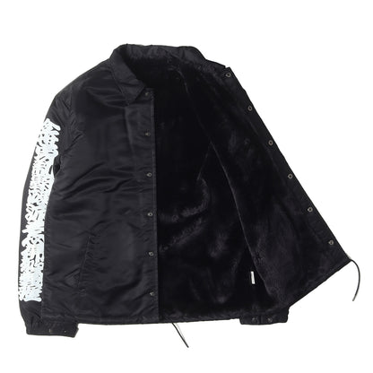 夜露死苦 江戸文字ロゴ 裏ボア コーチジャケット(BOA COACH JACKET YOROSHIKU)