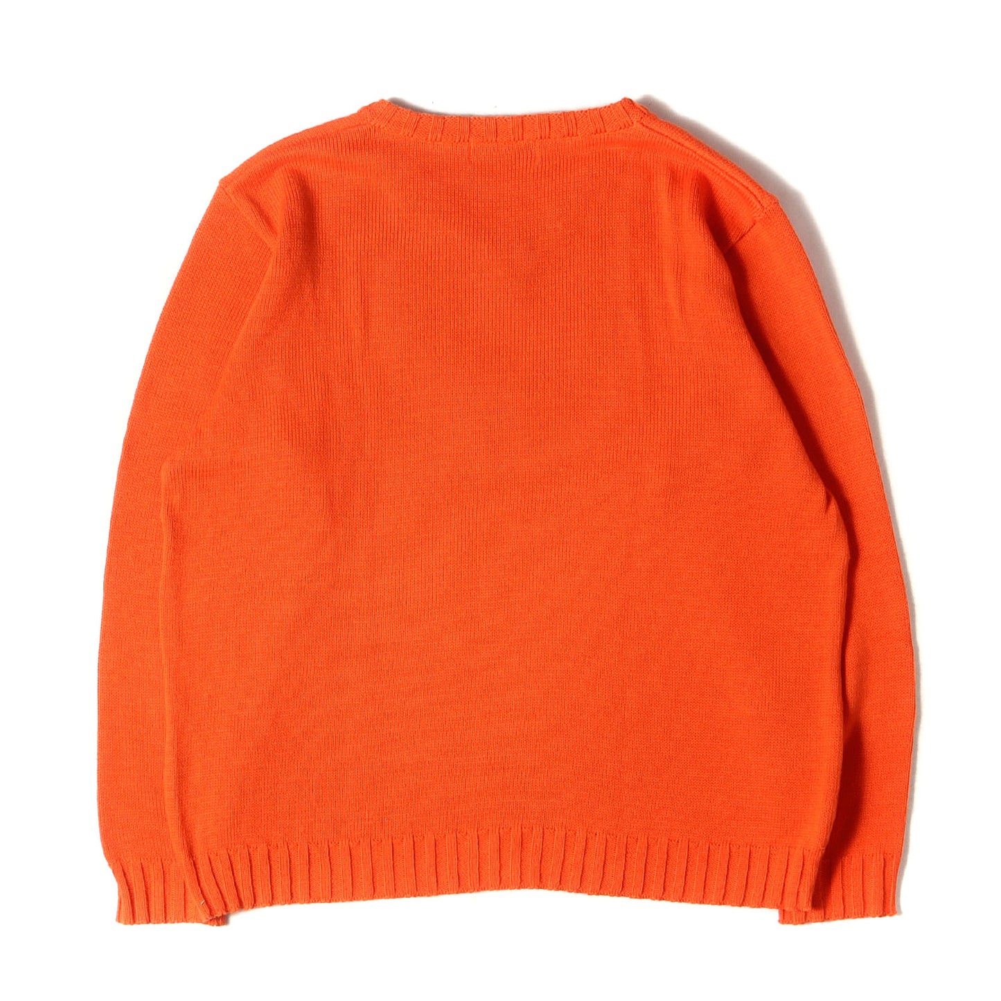 00s フェイス刺繍 Vネック コットンニット