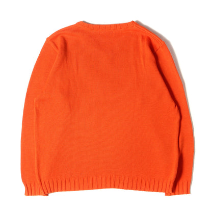 00s フェイス刺繍 Vネック コットンニット