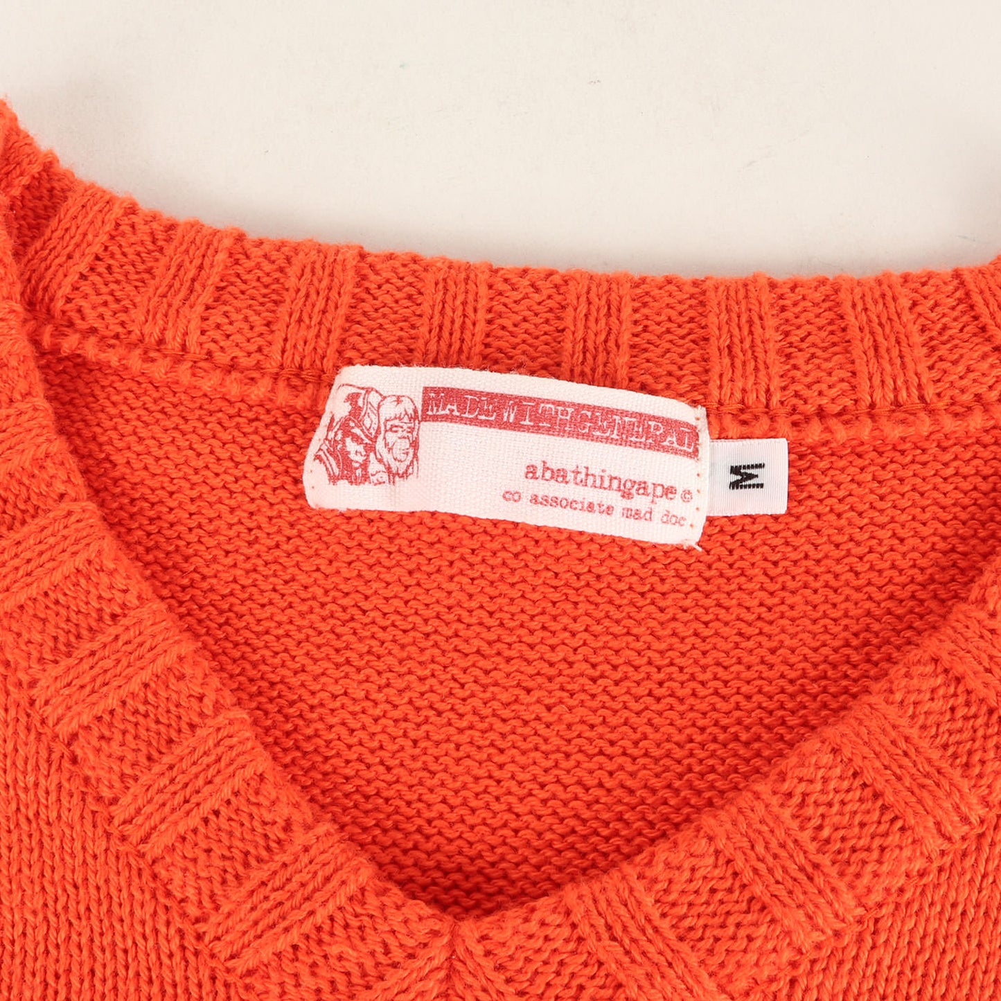 00s フェイス刺繍 Vネック コットンニット