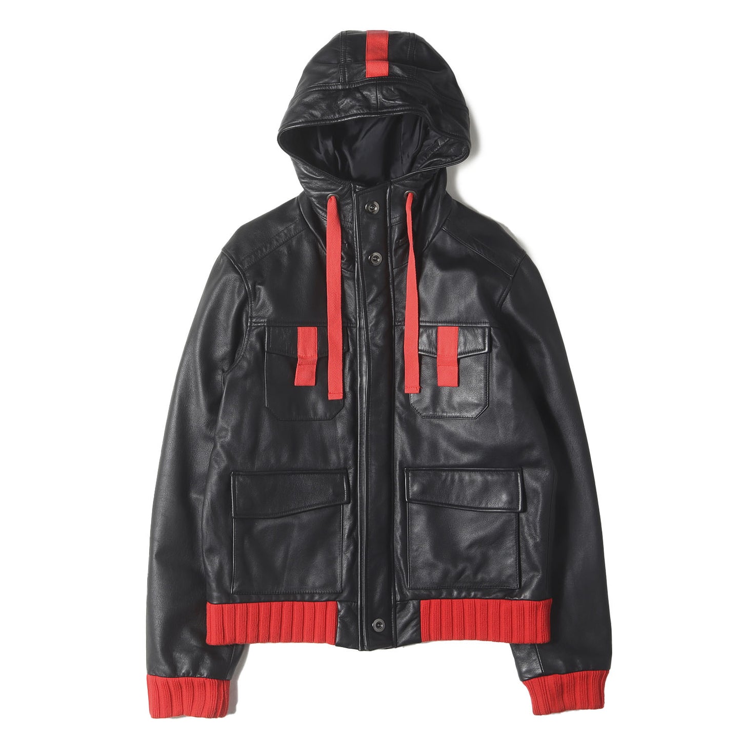フーデッド フルジップ レザージャケット