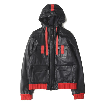 フーデッド フルジップ レザージャケット