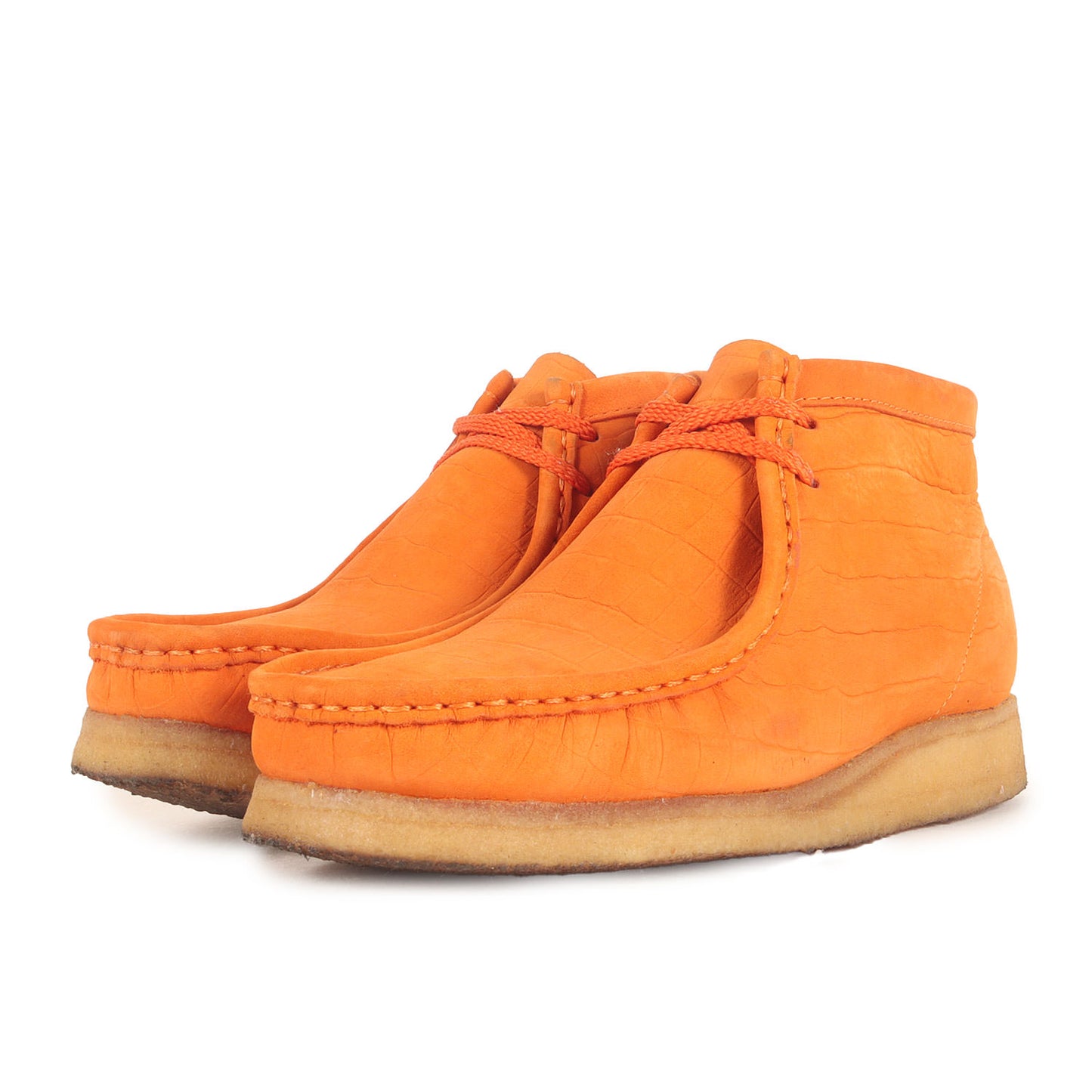 ×Clarks クロコダイル型押し ヌバックレザー ワラビーブーツ(Wallabee Boot)