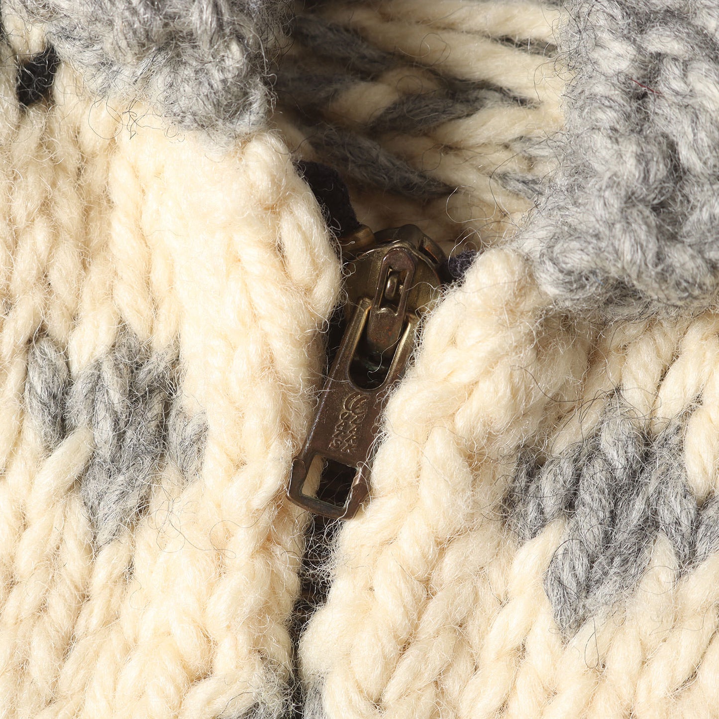 [COATS CLARKジッパー] 60s ノルディック柄 フルジップ カウチン ニット