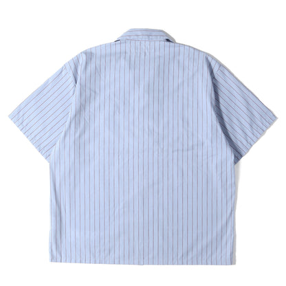 23SS ワッペン付き オープンカラー ストライプ ワーク 半袖 シャツ(STRIPE WORK SHIRT SS)