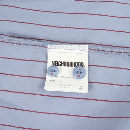 23SS ワッペン付き オープンカラー ストライプ ワーク 半袖 シャツ(STRIPE WORK SHIRT SS)