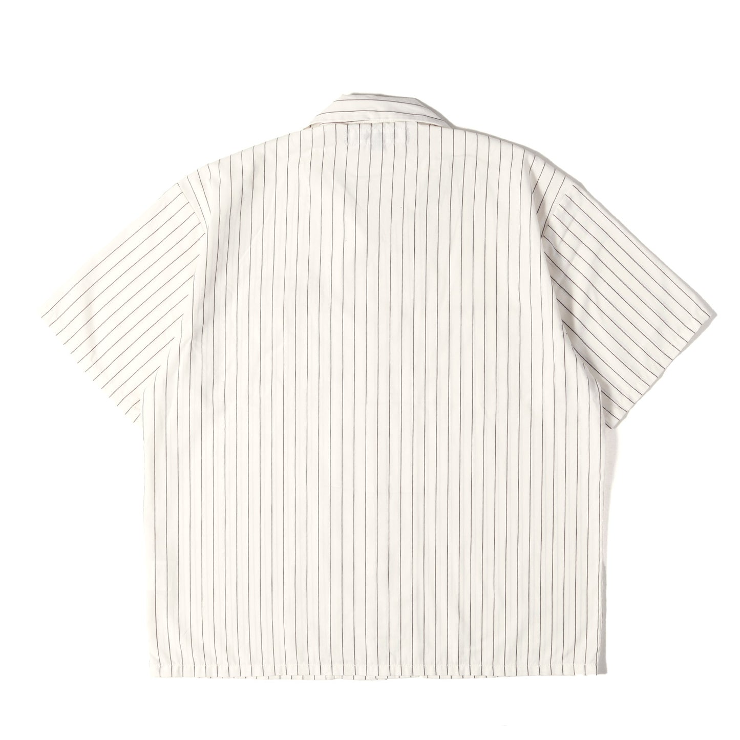 23SS ワッペン付き オープンカラー ストライプ ワーク 半袖 シャツ(STRIPE WORK SHIRT SS)