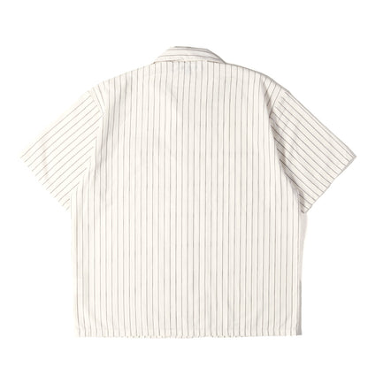 23SS ワッペン付き オープンカラー ストライプ ワーク 半袖 シャツ(STRIPE WORK SHIRT SS)