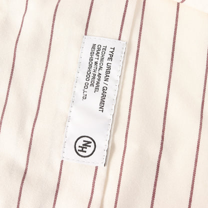 23SS ワッペン付き オープンカラー ストライプ ワーク 半袖 シャツ(STRIPE WORK SHIRT SS)