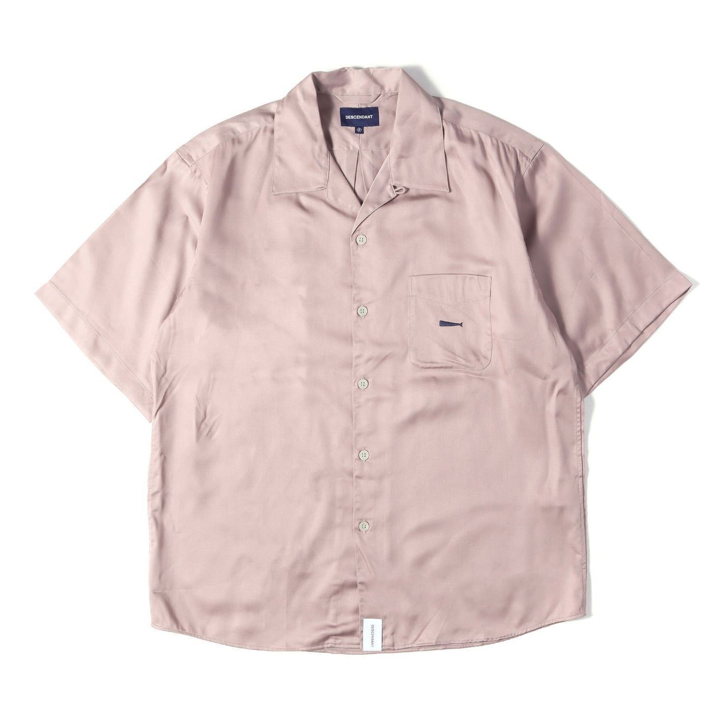 21SS ワンポイント刺繍 サテン オープンカラー 半袖シャツ(PIER SATIN SS SHIRT)