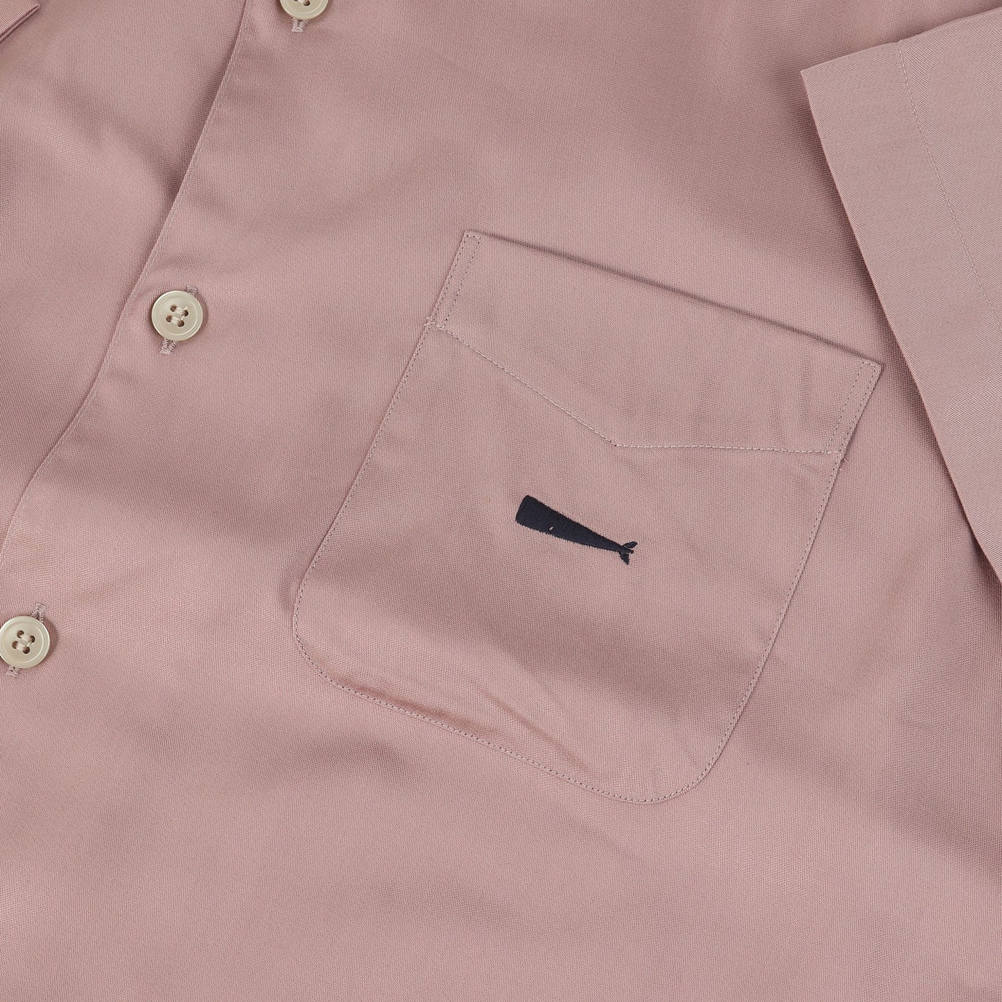 21SS ワンポイント刺繍 サテン オープンカラー 半袖シャツ(PIER SATIN SS SHIRT)