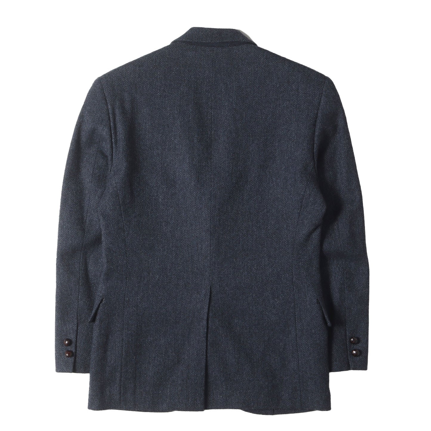 ヘリンボーンウール くるみボタン テーラードジャケット